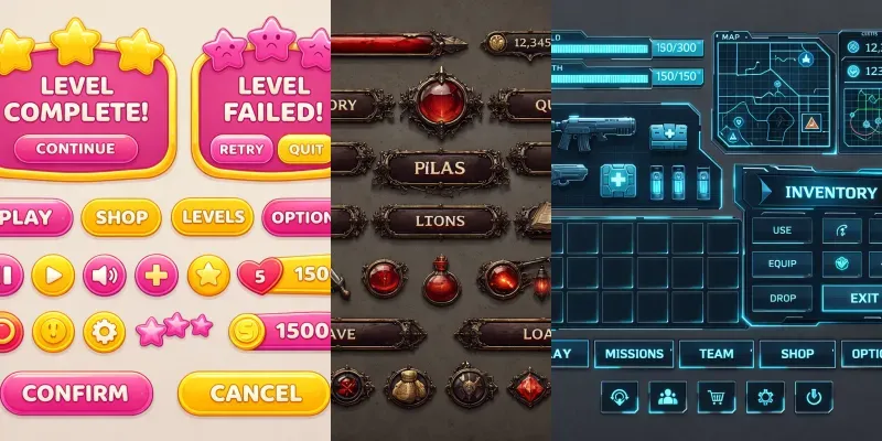 Indie Game UI Hud Asset Kits generated by undefined