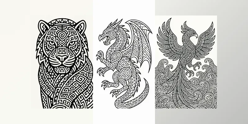 Tribal Ink Bold Tattoo Coloring Pages generated by undefined