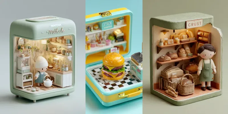 3D Isometric Toy Box Kitchen Dioramas generated by undefined