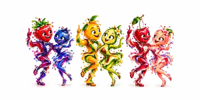 Abstract Dancing Mascot Couples