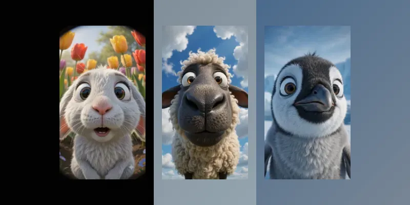 Goofy 3D Animal Closeup Sniff Reactions generated by undefined