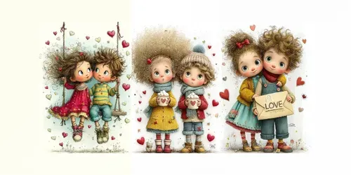 Whimsical Valentine Couple Clipart generated by midjourney