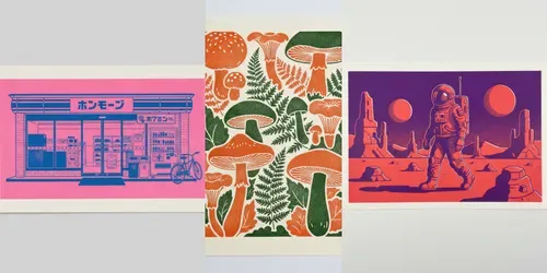 80s Retro Risograph Art Prints generated by gemini-image