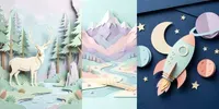 3d Paper Cutout Flat Illustrations stable-diffusion prompt mini thumbnail
