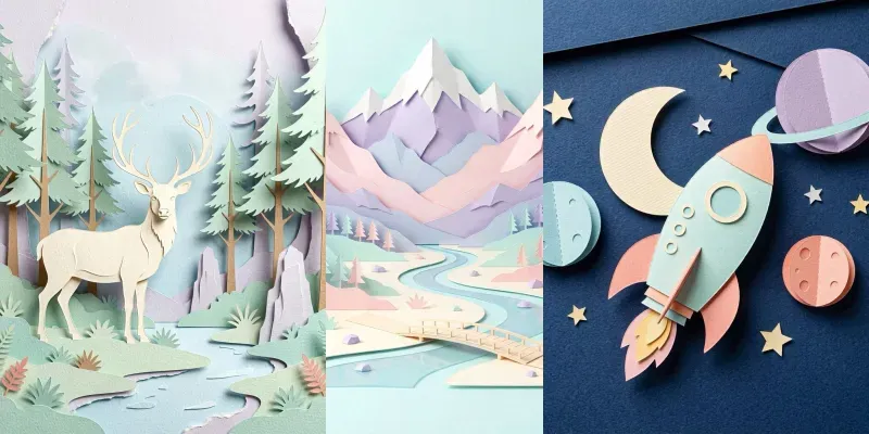3d Paper Cutout Flat Illustrations generated by undefined
