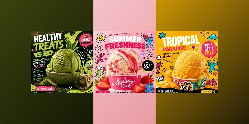 Artisan Ice Cream Social Media Ads generated by undefined
