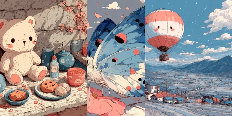Watercolor Kawaii Cozy Anime Charms generated by undefined