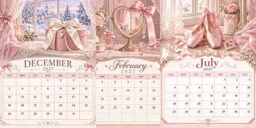 Pink Coquette 2027 Calendar Pages generated by chatgpt-image