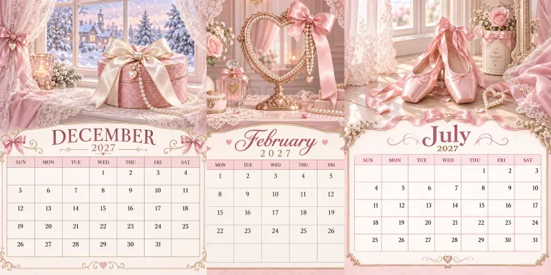 Pink Coquette 2027 Calendar Pages generated by undefined
