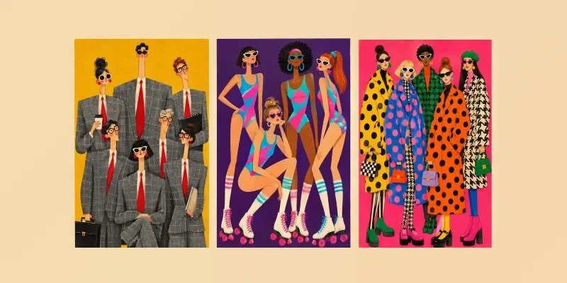 Quirky Elongated Indie Group Portraits generated by undefined
