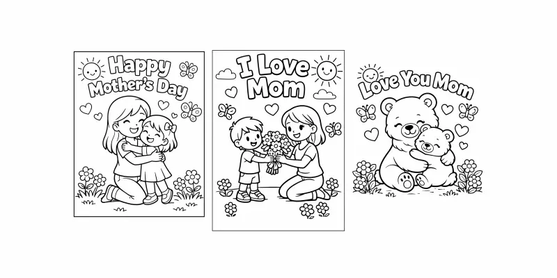 Cute Mothers Day Coloring Pages
