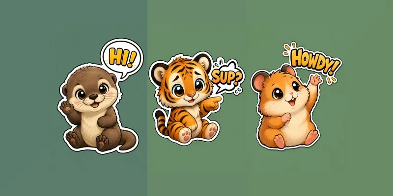Cute Kawaii Hi Animal Stickers generated by undefined