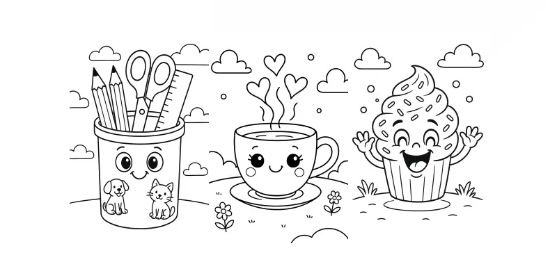 Cute Objects Coloring Pages Collections generated by undefined