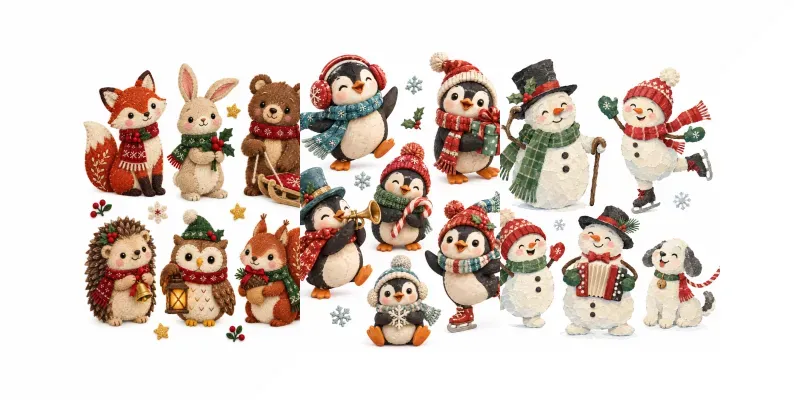Christmas Clipart Whimsical Handmade