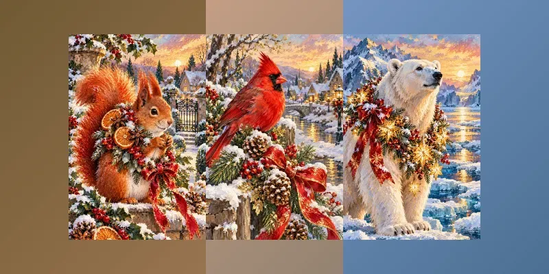 Luxury Christmas Gouache Card Art Pods