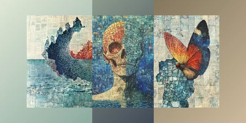 Artistic Collages Of Newspaper And Glass generated by undefined