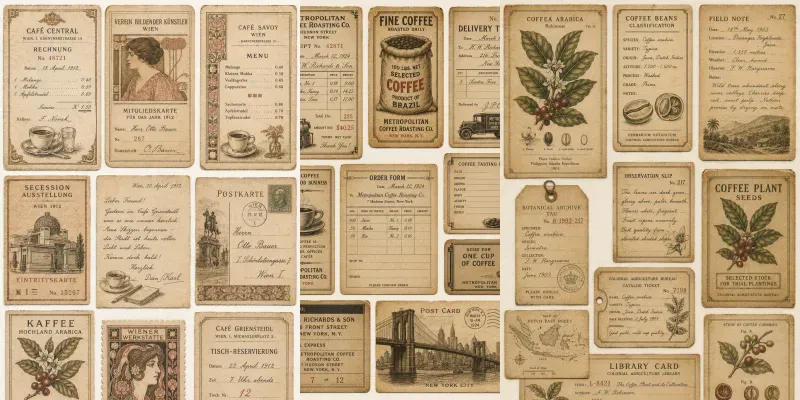 Vintage Coffee Junk Journal Ephemera generated by undefined