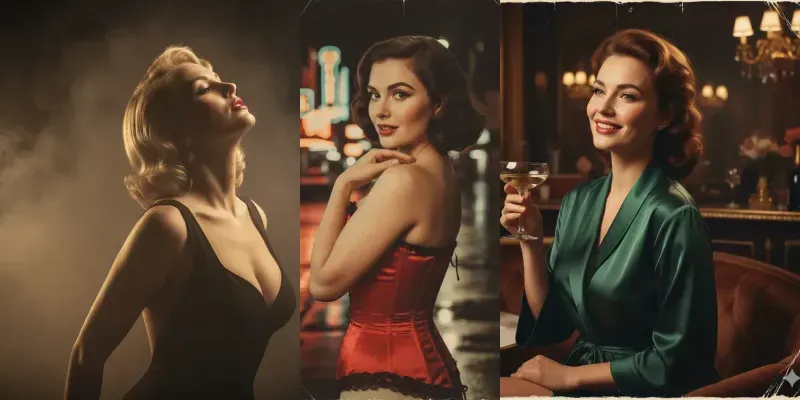 Retro Noir Pinup Glam Women 1950s generated by undefined