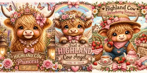 Cute Kawaii Highland Cow Girl Bundle Sets generated by chatgpt-image