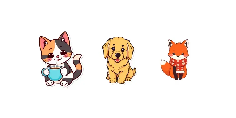 Cute 2D Vector Animal Sticker Makers generated by undefined