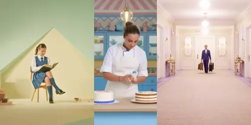 Wes Anderson Symmetry Scenes generated by hailuo