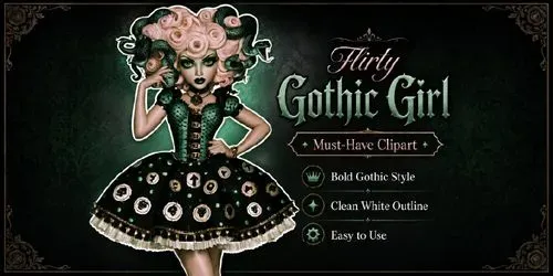 Flirty Gothic Tattoo Girl Clipart generated by midjourney