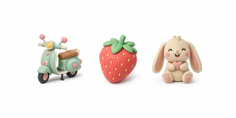 Chunky Pastel Clay Studio Icon Cliparts generated by undefined