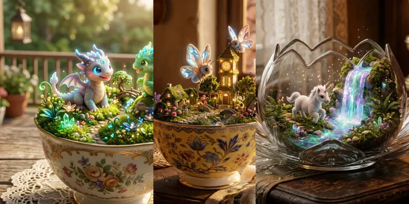 3D Magic Miniature Worlds In A Teacup generated by undefined
