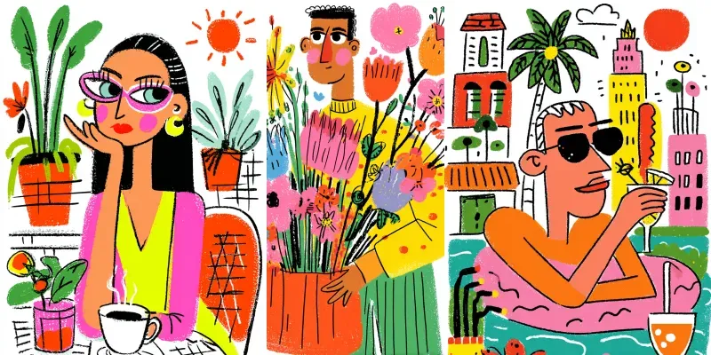 Vibrant Naive Crayon Lifestyle Scenes generated by undefined