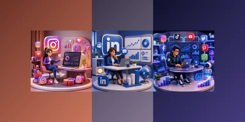 Modern 3D Social Media Workspaces generated by undefined