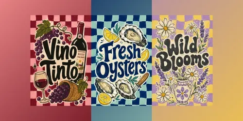 Retro Checkered Cafe Posters generated by chatgpt-image