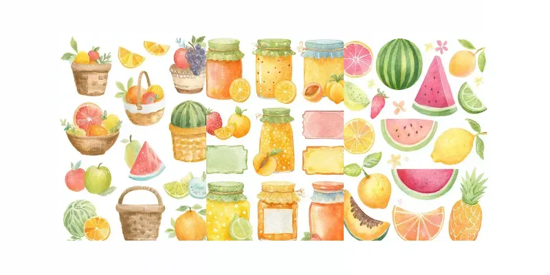 Citrus And Fruit Harvest Clipart Kits generated by undefined