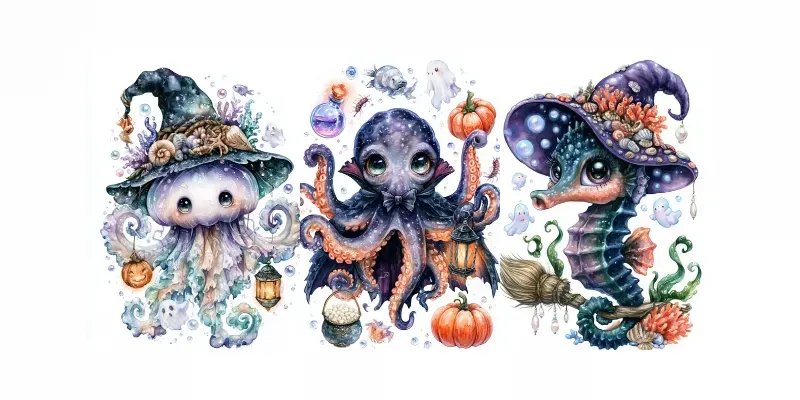 Haunted Ocean Halloween Cliparts generated by undefined