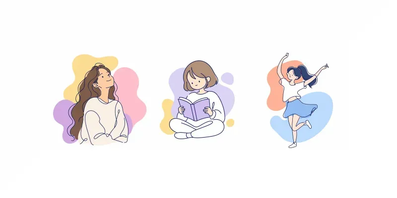 Minimalist Line Art Girl Characters generated by undefined