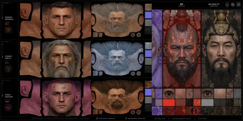 Game Face Uv Texture Atlas Packs generated by undefined