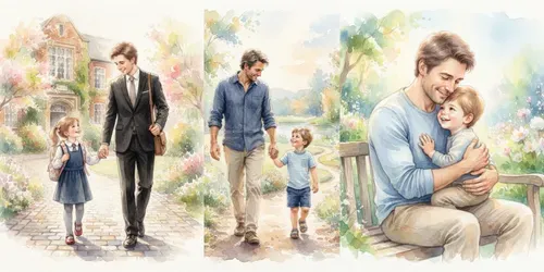 Handpainted Fatherhood Moments generated by gemini-image