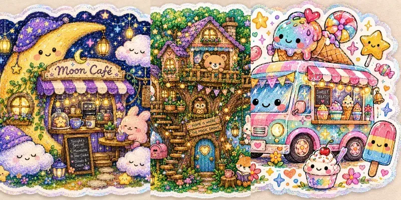 Kawaii Crayon Sticker Art generated by undefined