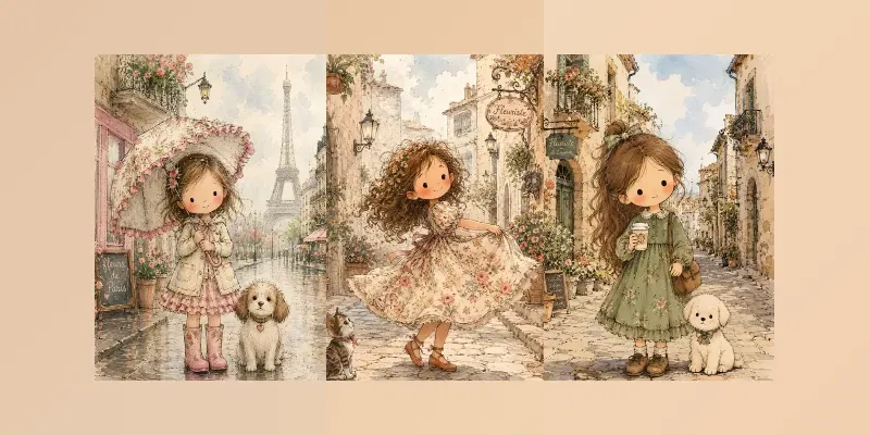 Adorable Storybook Girl Junk Journals generated by undefined