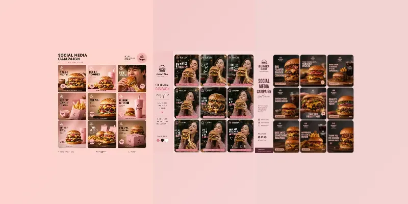 Burger Social Media Grid Campaigns generated by undefined