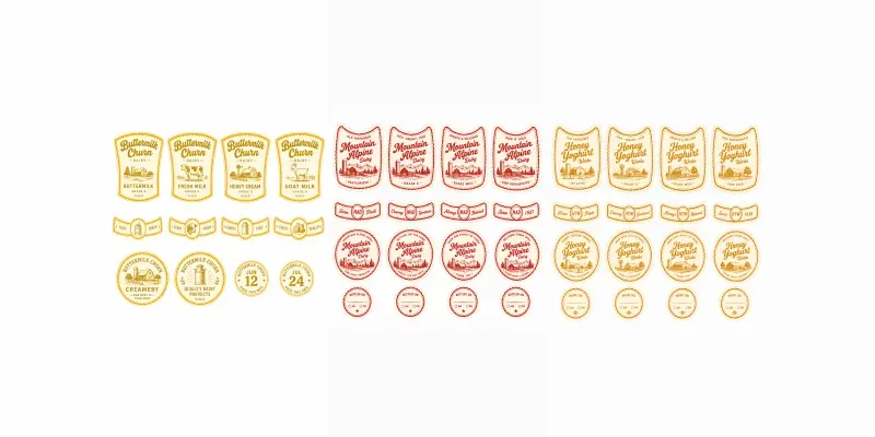 Vintage Dairy Bottle Label Sheets generated by undefined