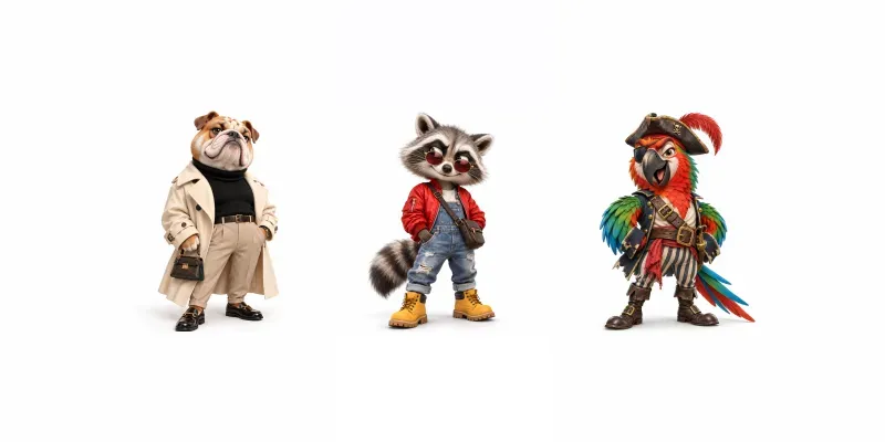 Quirky 3D Animal Characters generated by undefined