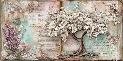 Soft Spring Art Junk Journal Ephemera generated by midjourney