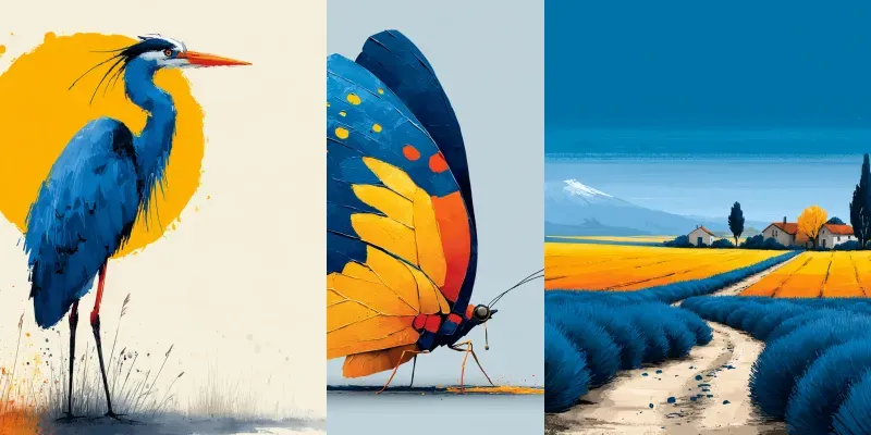 Acrylic Bold Brushwork Sunlit Prints generated by undefined