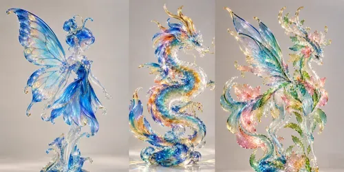 Colorful Glass 3D Character Sculptures generated by chatgpt-image
