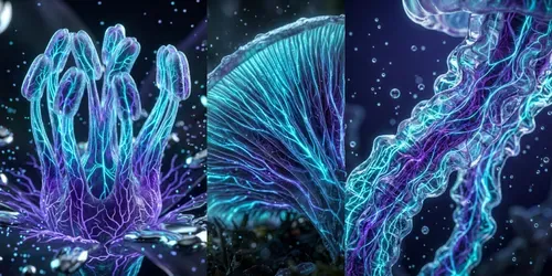 Bioluminescent Biotech Album Art Covers generated by gemini-image