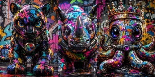 Urban Graffiti Pop Creature Masterpieces generated by chatgpt-image