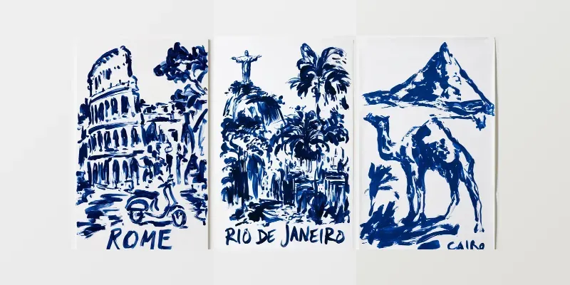 Blue Ink Travel Posters generated by undefined