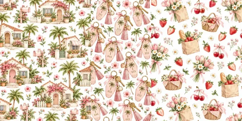 California Slow Life Seamless Patterns