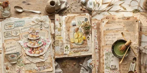 Tea Time Junk Journal Pages generated by gemini-image