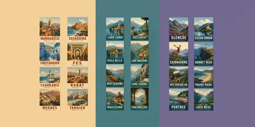 Retro Travel Poster Card Sheets generated by chatgpt-image